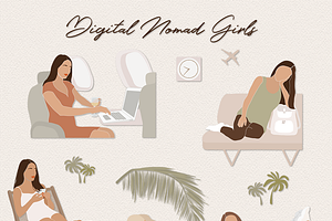 Digital Nomad Girls Illustration Set