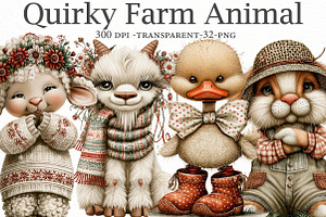 Quirky Farm Animal Clipart, a Seasonal Illustration by Designworld