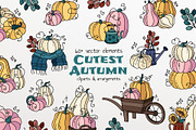 Pumpkins & Autumn Decor Set, a Seasonal Illustration by Panna Limon Store (Thumbnail 1 of 10)