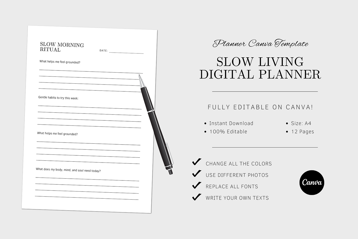Slow Living Digital Planner Template, a Print Template by The Little Lily Studio (Photo 5 of 5)