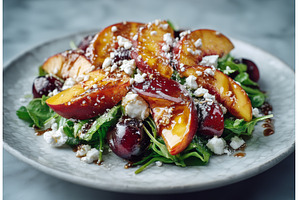A top-view presentation of a healthy, a Food & Drink Photo by ZinetroN