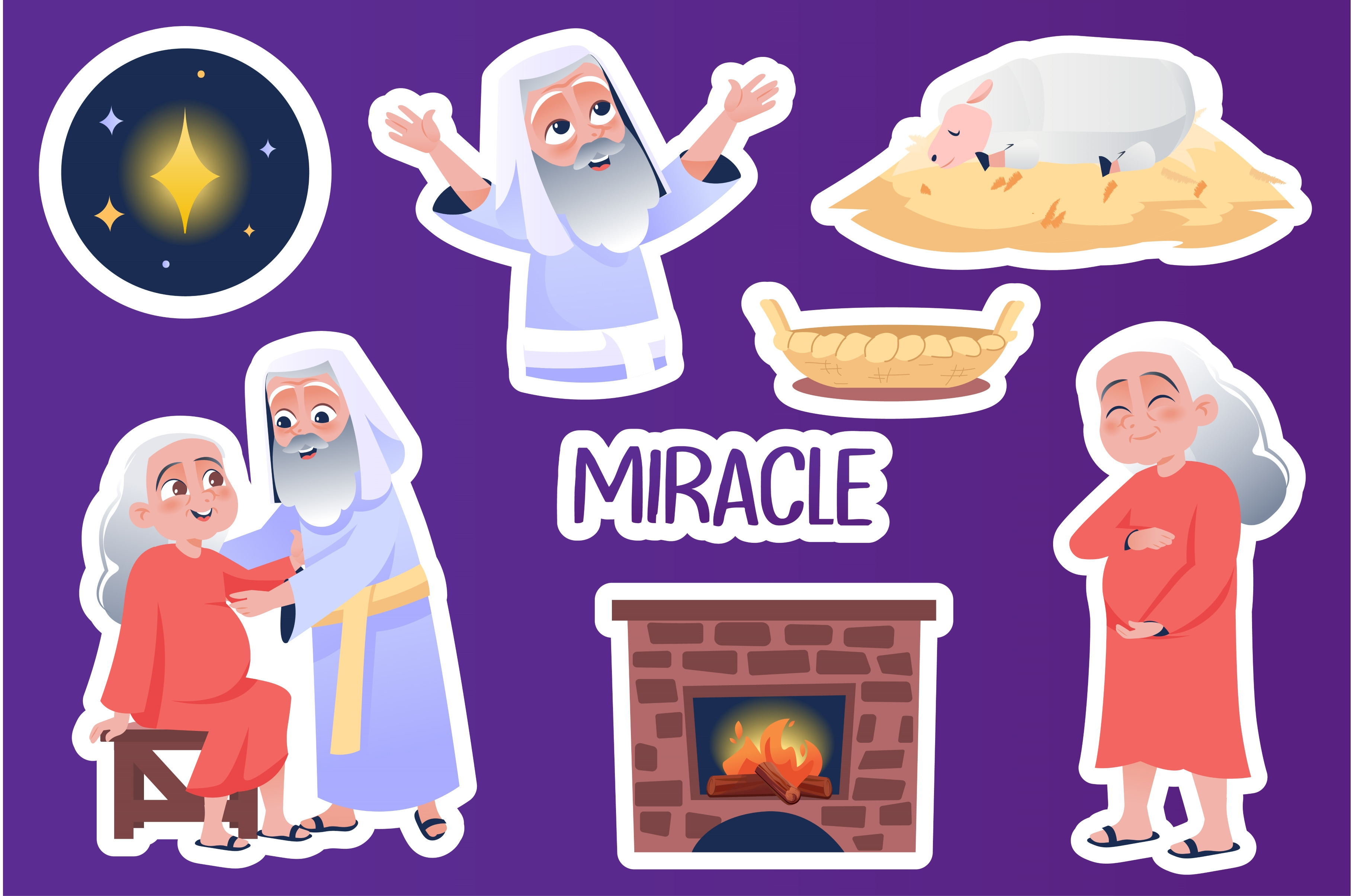 Set of stickers Miracle, an Illustration by Dessign Sells