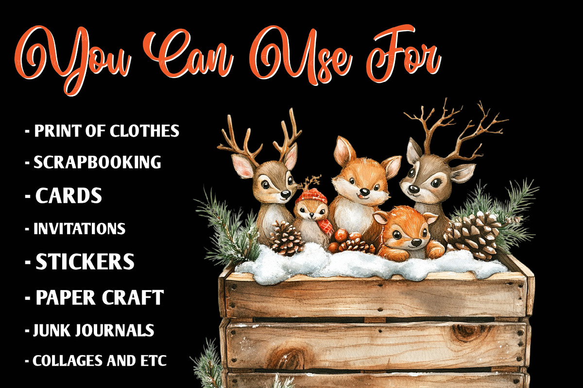Rustic Winter Animal Clipart Bundle, an Illustration by CreationArt (Photo 8 of 9)