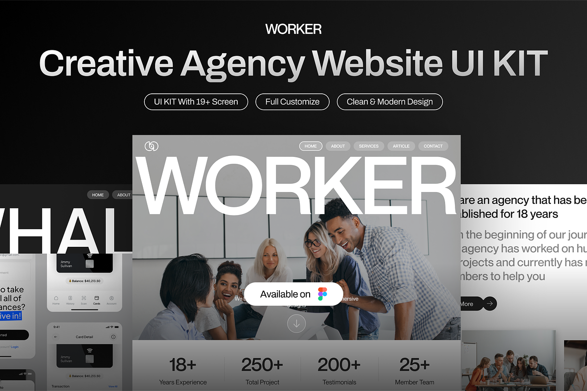 Worker - Company Website UI KIT App, a Device Mockup by Odama (Photo 1 of 6)