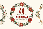 Poinsettia Christmas Backgrounds, a Seasonal Illustration by moja doodle (Thumbnail 1 of 9)