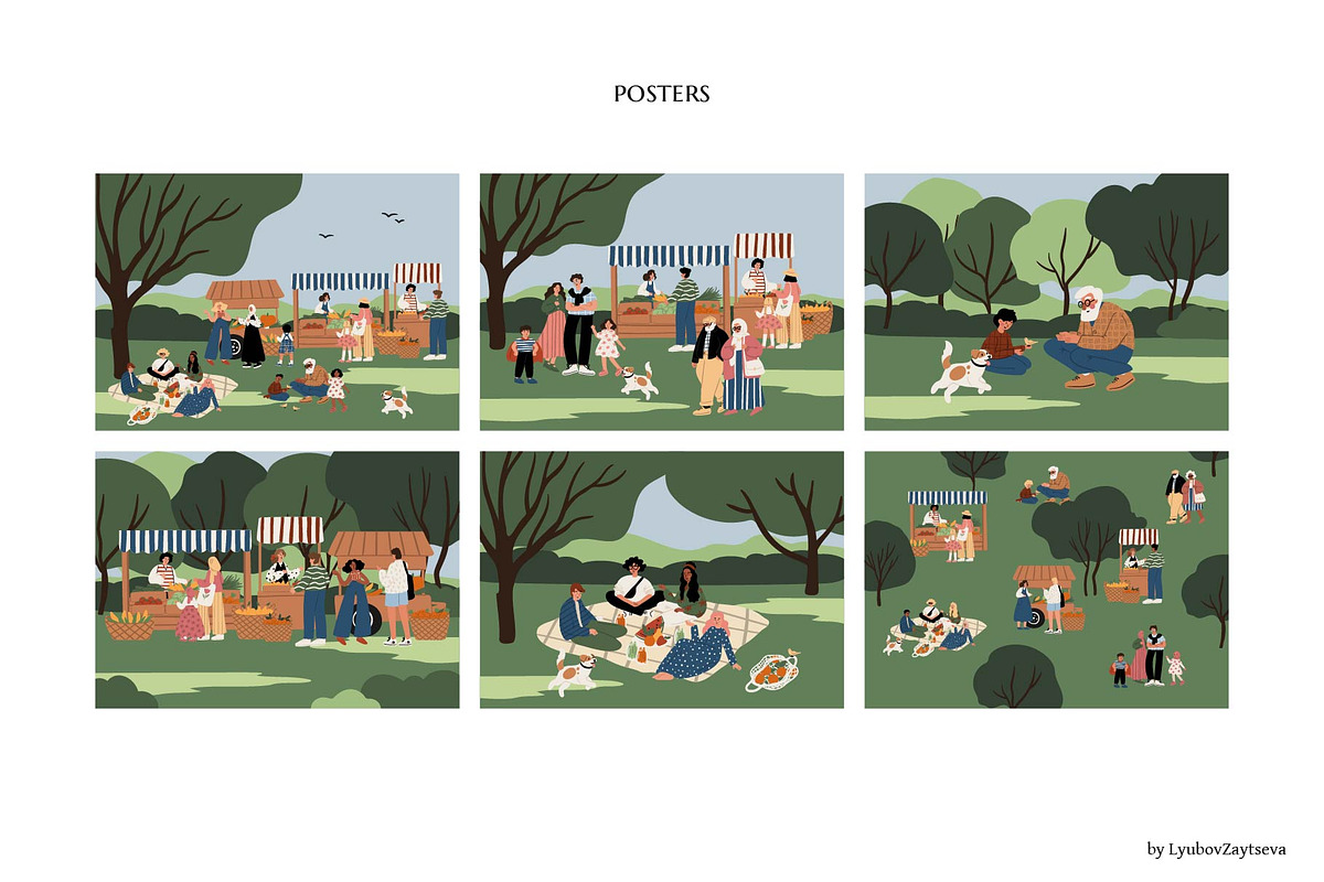 Farmer Market & Park People Scenes, a Person Illustration by LyubovZaytseva (Photo 4 of 24)