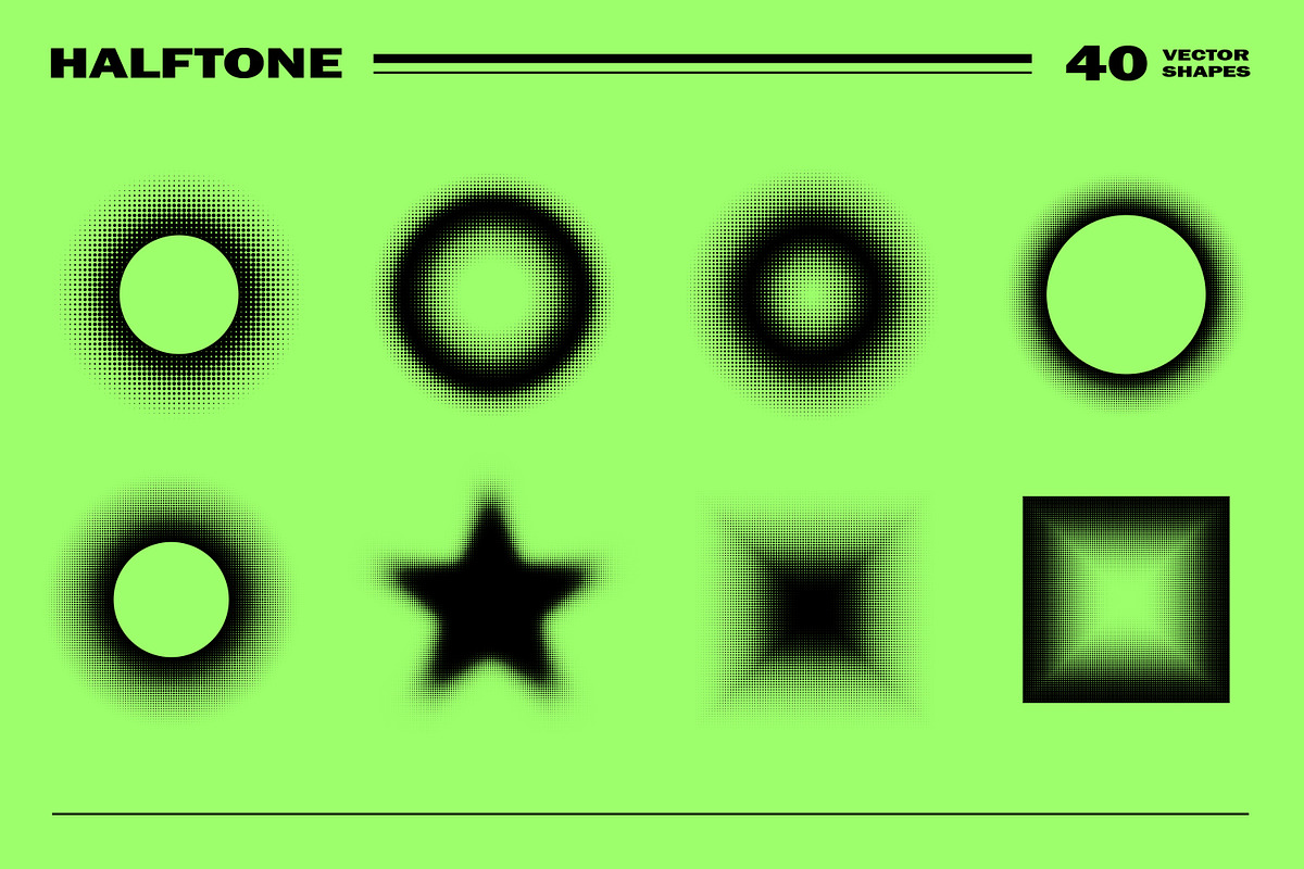 40 Halftone Vector Shapes, an Object Graphic by Pykhtik Design Shop (Photo 4 of 6)