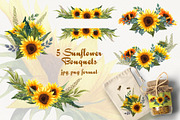 Sunflowers Watercolor Set, a Food Illustration by BarvArt (Thumbnail 5 of 15)