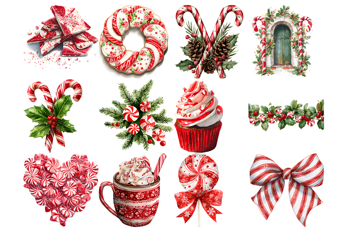 Watercolor Peppermint Clipart, a Decorative Illustration by stickermadness (Photo 4 of 4)