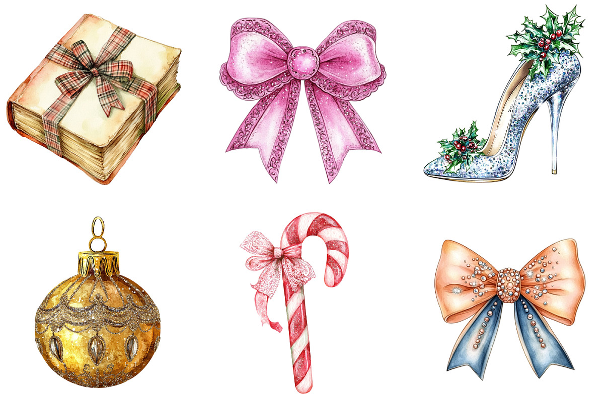 Coquette Gilter Christmas Clipart, an Illustration by DreamArtGraphic (Photo 3 of 5)