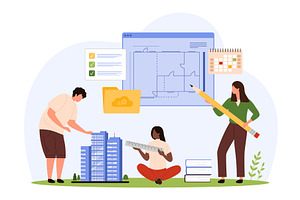 Construction project management, an Object Illustration by Flashvector