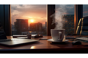 caffeine morning coffee office ai, a Technology Photo by pikepicture