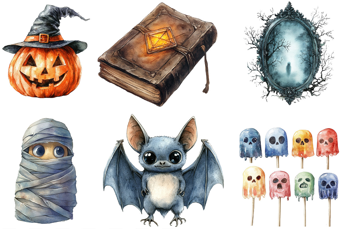 Halloween Clipart Bundle, an Illustration by Designking (Photo 3 of 4)