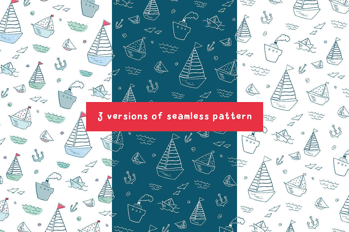 Nautical Seamless Children Pattern, a Pattern Graphic by dlinnaya (Photo 2 of 4)