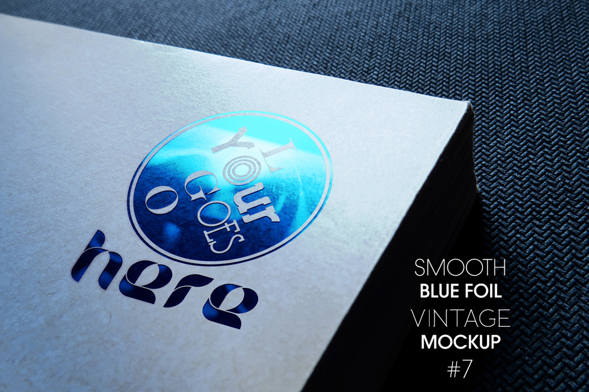 Vintage Smooth Blue Foil Mockup, a Mockup by LuisFaus (Photo 1 of 2)