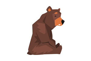 Sitting Brown Grizzly Bear, Wild, an Animal Illustration by TopVectors