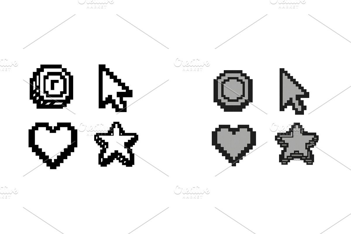 Pixel art icons depicting, an Illustration by ZinetroN