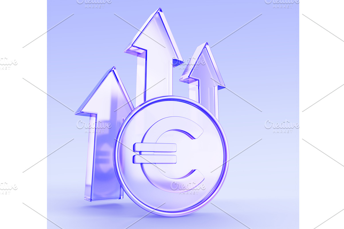 Hologram glass euro coin 3d icon, a Finance Illustration by Marozhkastudio