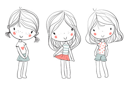 Cute girls., an Illustration by Natalia Skripko