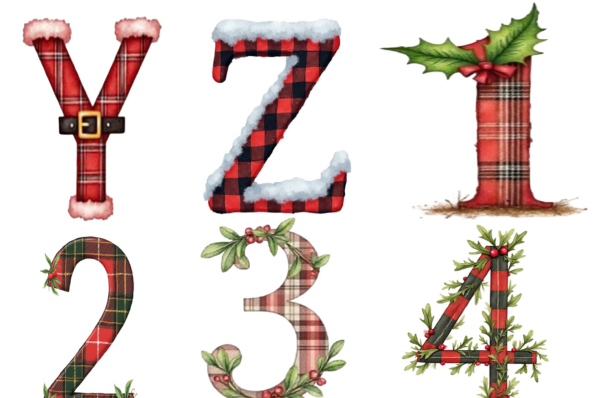Buffalo Plaid Christmas Alphabet PNG, an Illustration by CrexoraLab (Photo 7 of 7)