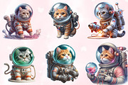Watercolor Astronaut Cats Clipart, a Seasonal Illustration by Craft Nest (Thumbnail 2 of 5)