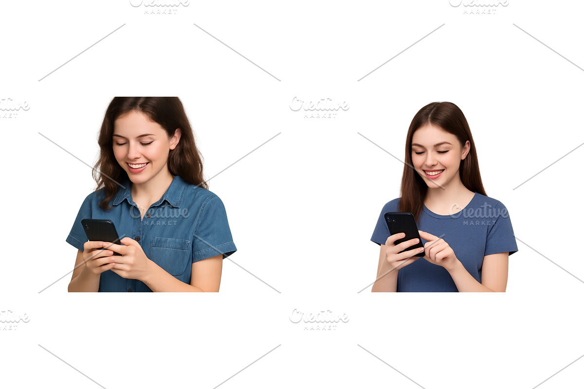 Two young women using smartphones in, a Person Illustration by ZinetroN