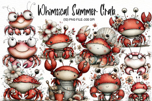 Whimsical Summer Crab Clipart, an Illustration by Designworld