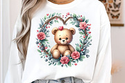 Watercolor Teddy Bear Valentine PNG, an Illustration by SinaCreation (Thumbnail 5 of 7)