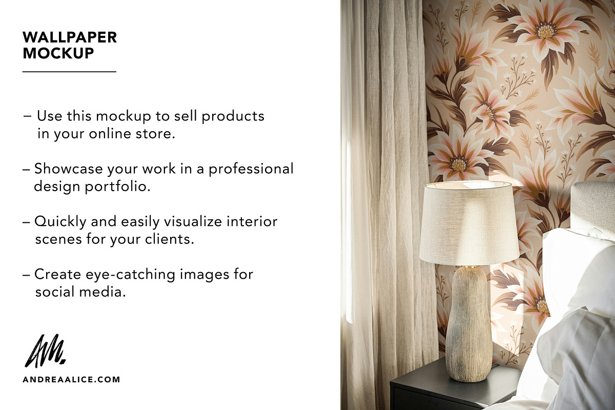 Wallpaper Mockup: Bedside white lamp, a Household Mockup by Andrea Muller (Photo 2 of 7)