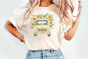 Sunflower Highland Cow Truck Clipart, an Illustration by Watercolor design (Thumbnail 5 of 12)