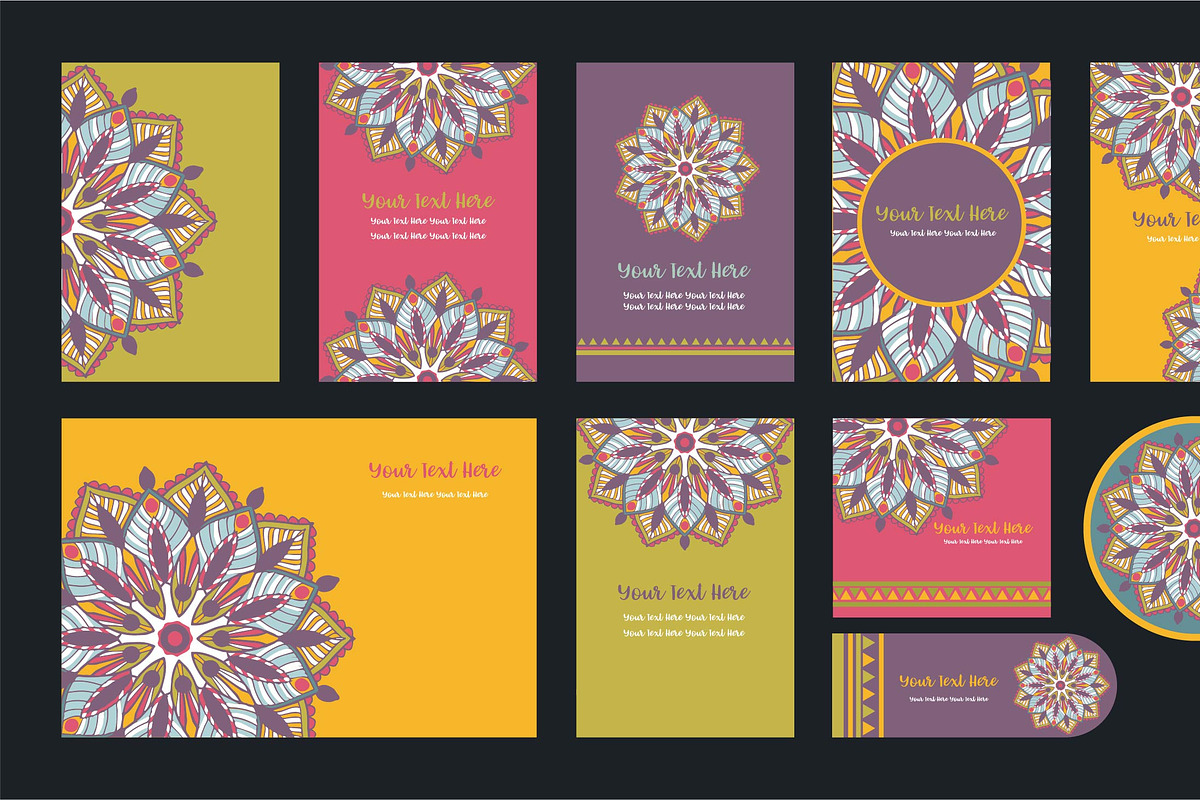20 Mandala Vintage Template Card., a Card Template by Noree (Photo 16 of 20)