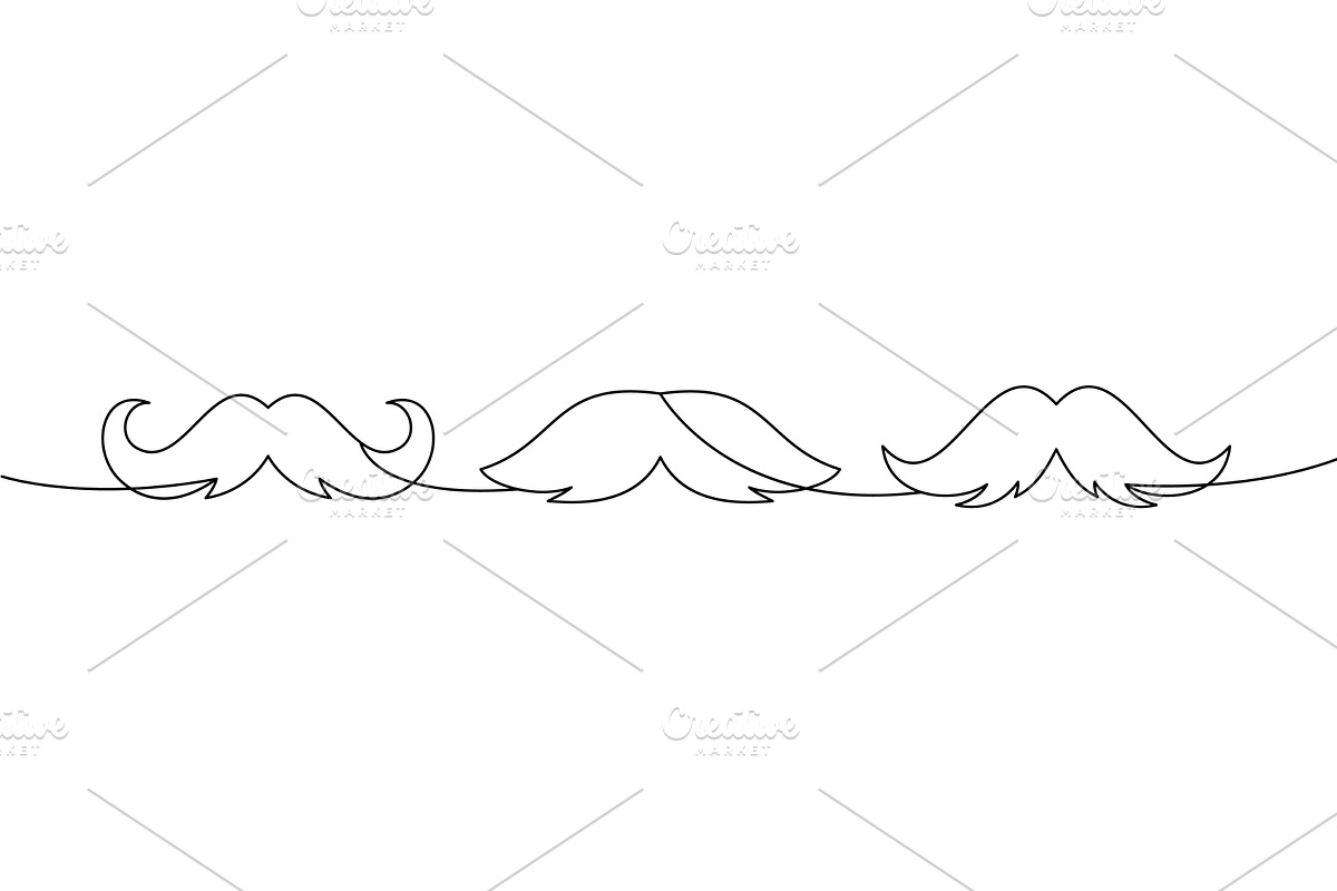 Continuous line moustache set, an Object Illustration by GraphiShop
