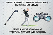 Watercolor Golf Clipart Set, 32 PNG, a Sport Illustration by CropUp Creative (Thumbnail 5 of 5)