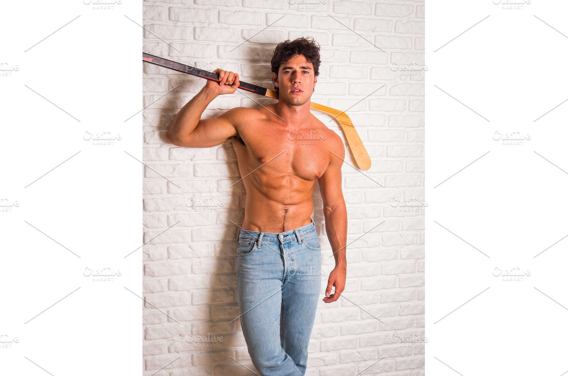 Handsome young man shirtless with, a Sports & Recreation Photo by ArtOfPhotos photo store