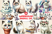 Watercolor Ragdoll Cat Sublimation, a Seasonal Illustration by DreamArtGraphic (Thumbnail 1 of 5)