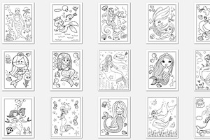 200 Vector Mermaid Coloring Pages