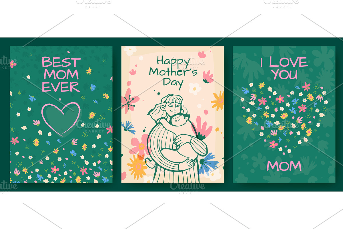 Mom day floral greeting cards, an Object Illustration by art PVP - market