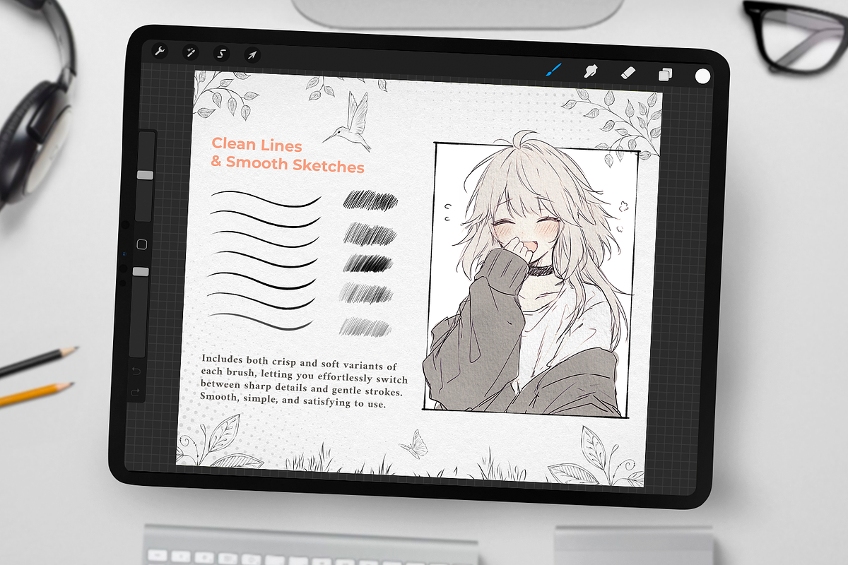 Anime Soft Brushes for Procreate, a Brushes & More by Disyukov (Photo 4 of 8)