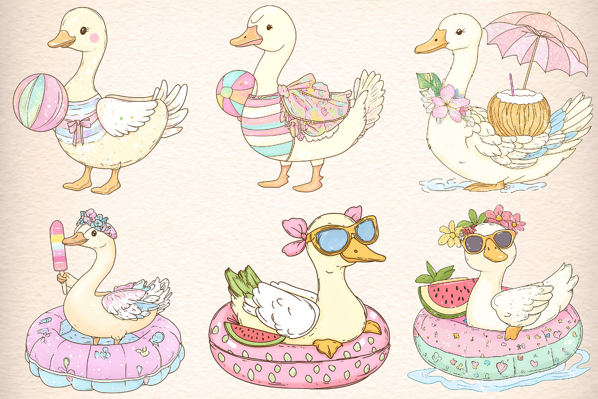 Summer Goose Clipart Bundle, an Illustration by Digital Artistic99 (Photo 4 of 11)