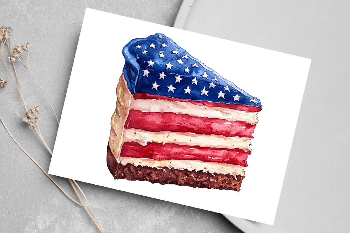 Watercolor Labor Day Cake Clipart, an Illustration by Canvas Craft (Photo 5 of 8)
