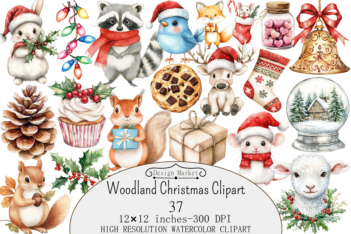 Woodland Christmas Clipart, a Seasonal Illustration by Design Market (Photo 1 of 4)