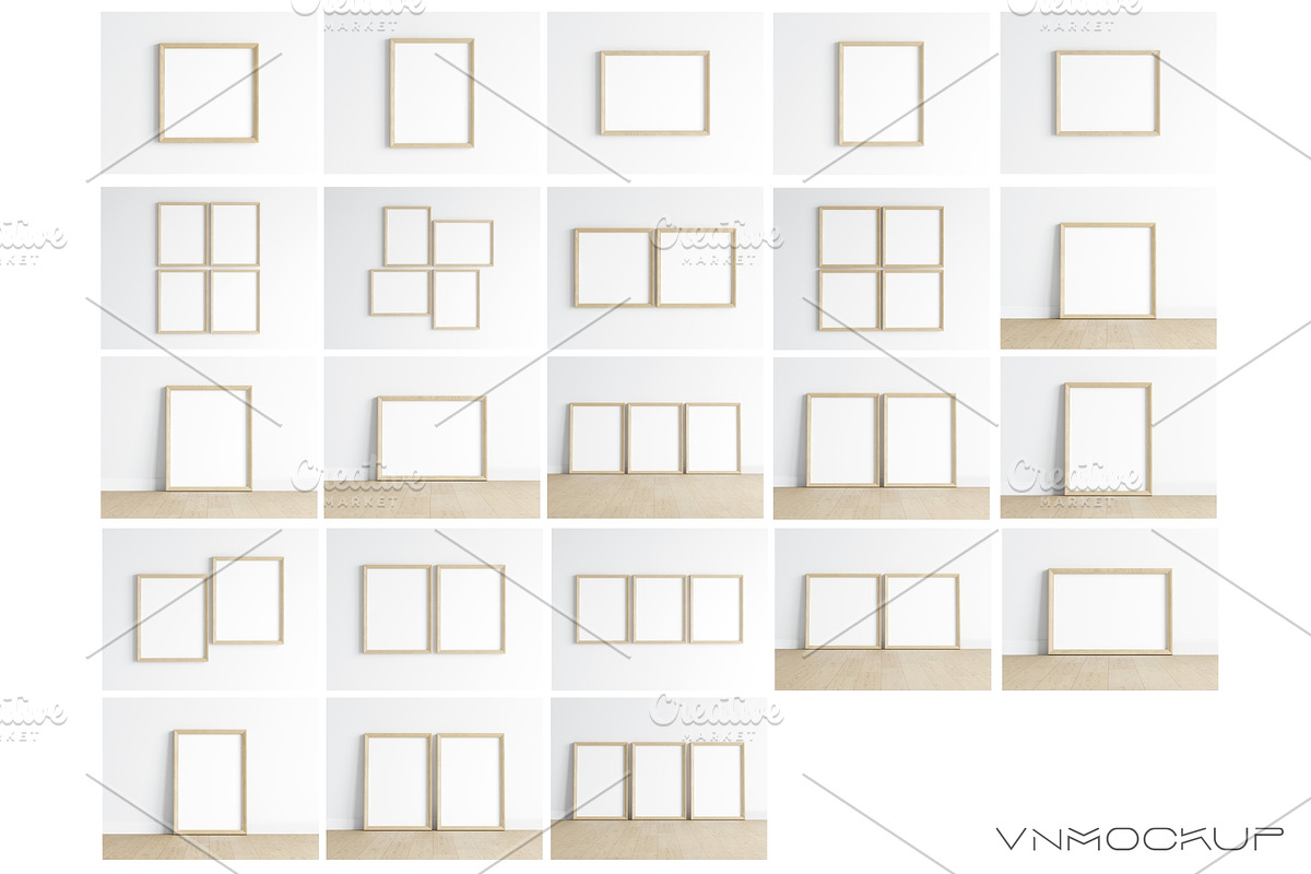 Wood Frames Bundle - 23 Mockups, a Print Template by VNmockup (Photo 5 of 8)