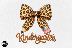 Preppy Kindergarten Pencil Bow PNG, a Seasonal Illustration by CraftArtStudio