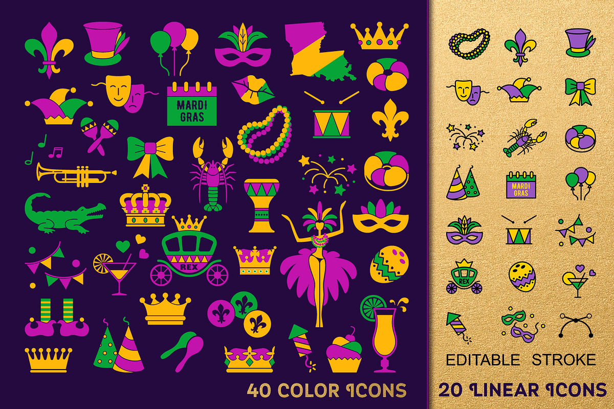 Mardi Gras Graphics Bundle, a Pattern Graphic by KlavaProDesign (Photo 2 of 7)