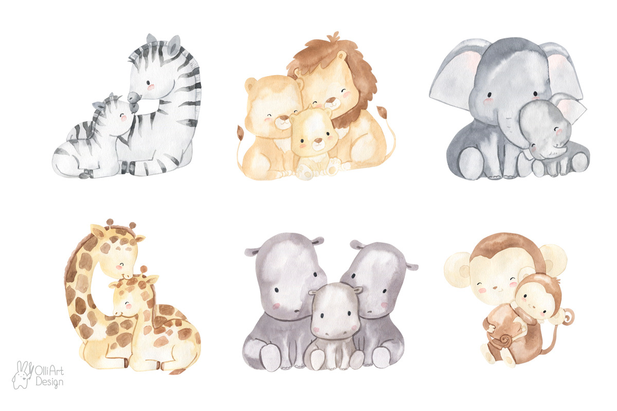 MOTHER AND BABY. Safari animal, an Animal Illustration by OlliArtDesign (Photo 2 of 10)