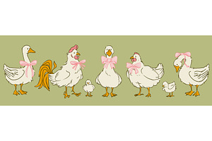 Cottagecore goose and chicken with, an Animal Illustration by art PVP - market