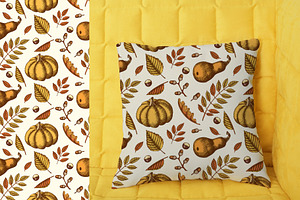 Pumpkins And Leaves Set