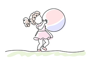 Baby girl playing with ball, an Education Illustration by Valenty