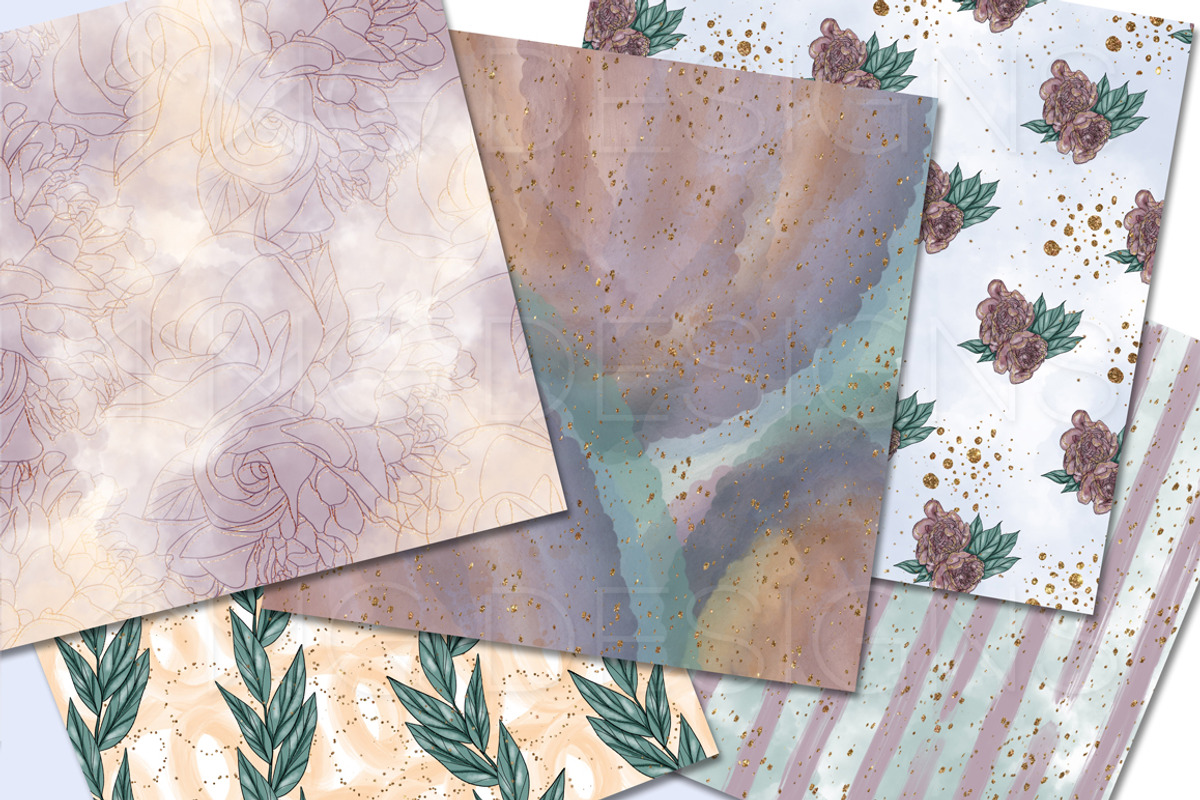 Mauve Pastel Abstract Paper Set, a Pattern Graphic by TWG Designs (Photo 2 of 3)