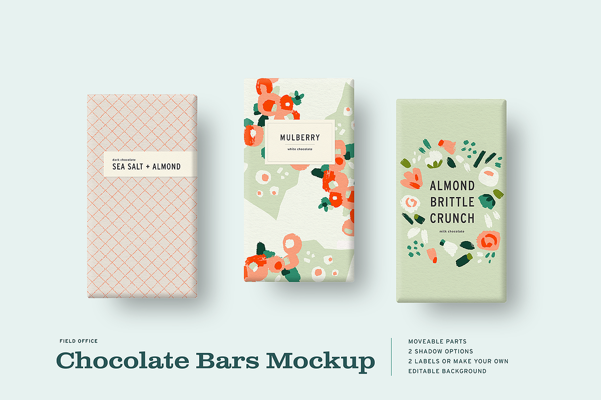 Chocolate Bars Mockup, a Packaging Mockup by Field Office (Photo 1 of 8)